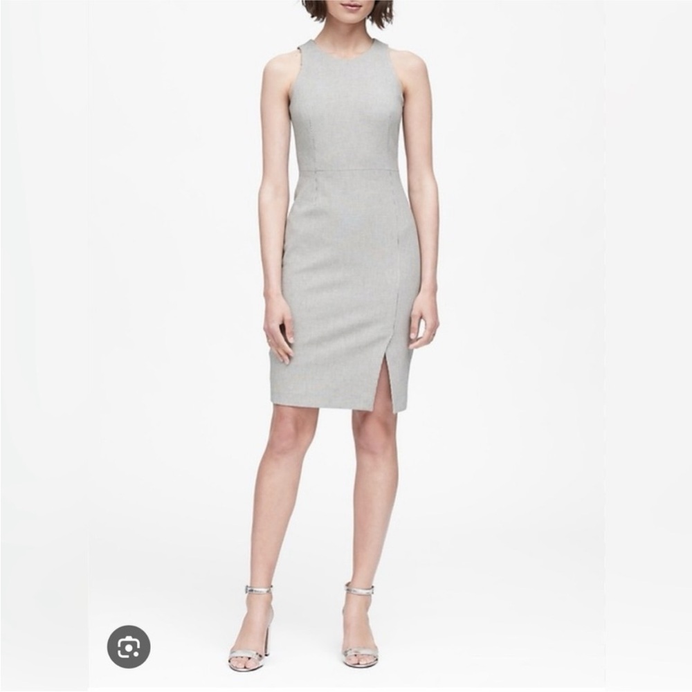 Banana Republic Gray Asymmetrical Slit Midi Dress